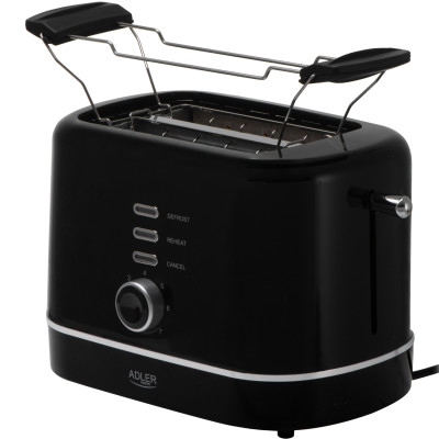 Тостер Adler AD 3224 black 850Вт/ 2 відділення/7 режимів підсмажування/розморожування/підігрів булок