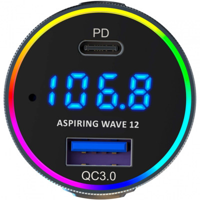 автомобільний FM-трансміттер Aspiring Wave 12 48W PD LED/Bluetooth/microSD/QC3.0,USB-C 30W автомобільний FM-трансміттер Aspiring Wave 12 48W PD LED/Bluetooth/microSD/QC3.0,USB-C 30W