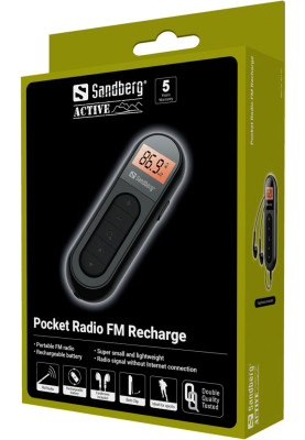 Радіо приймач FM кишеньковий (Rechargeable) з навушниками, Sandberg