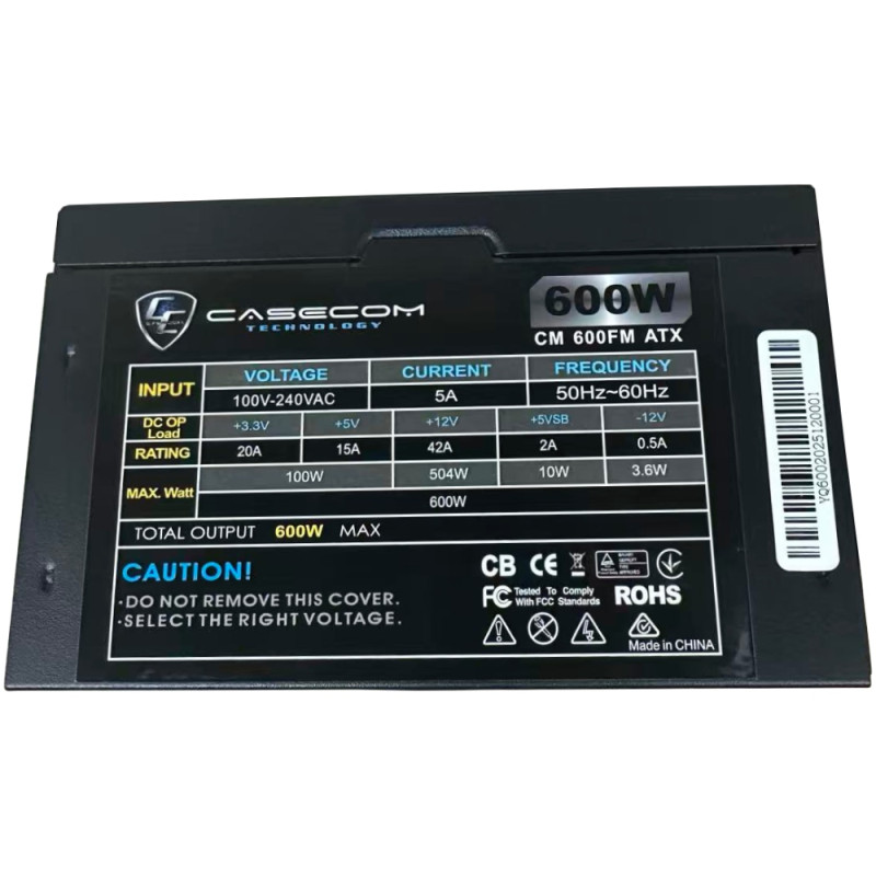 БЖ 600W Casecom, 120mm, Modular, Box