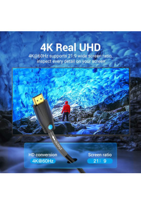 Кабель HDMI M - M, 8.0 м, V2.0, Engineering 4K 60Гц 18Gbps HD 7.1  PVC Black Vention