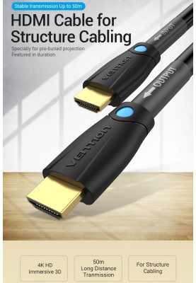 Кабель HDMI M - M, 8.0 м, V2.0, Engineering 4K 60Гц 18Gbps HD 7.1  PVC Black Vention