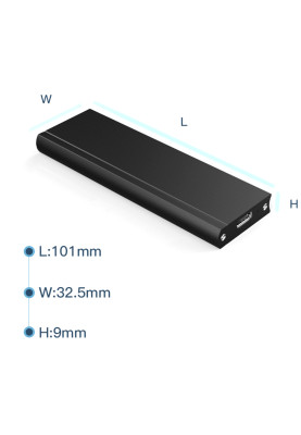 Зовнішня кишеня до M.2 на Type-C USB 3.1 (F) Gen2, 10 Gb/s, 2TB, B key NGFF Black