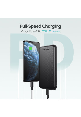 УМБ Choetech 10000mAh, 18W PD QC3.0, USB-C In/out, USB-A Li-pol чорна