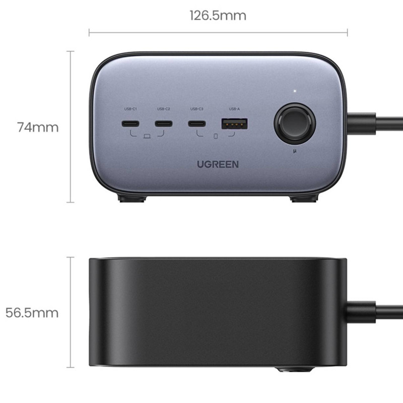 Зарядний пристрій 4xUSB 100W Nexode Pro (3хUSB-C+USB-A+2хSchuko) CD270 Ugreen