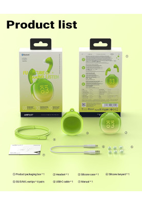 Навушники TWS Acefast T9 avocado green