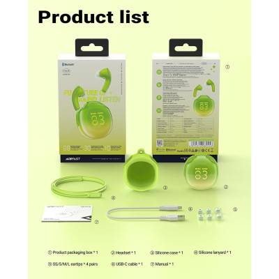 Навушники TWS Acefast T9 avocado green Навушники TWS Acefast T9 avocado green