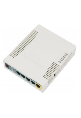 Маршрутизатор Mikrotik RB951Ui-2HND, N300, 600MHz/128Mb, 5х100Мбіт, 1хUSB, 1000mW, PoE in, PoE out, антена 2,5 дБі