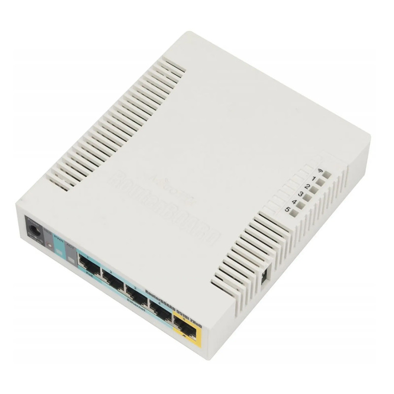 Маршрутизатор Mikrotik RB951Ui-2HND, N300, 600MHz/128Mb, 5х100Мбіт, 1хUSB, 1000mW, PoE in, PoE out, антена 2,5 дБі