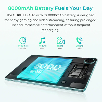 Планшет Oukitel OT12 11` HD+ /4GB/256GB/T606/8000mAh/13+5Мп/Dual SIM/LTE /Чохол+Стилус/метал Grey
