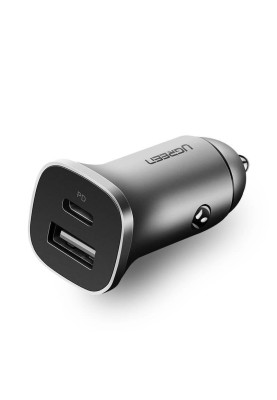 Автозарядка 2xUSB 20W (USB-C+USB-A) QC 3.0+ Косм. Сіра (CD130) UGREEN