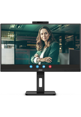 TFT 27" AOC Q27P3CW, QHD, IPS, 75Hz, 2xHDMI, DP, USB-C, RJ-45, USB-hub, webcam, HAS, Pivot, колонки
