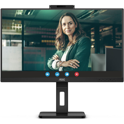 TFT 27` AOC Q27P3CW, QHD, IPS, 75Hz, 2xHDMI, DP, USB-C, RJ-45, USB-hub, webcam, HAS, Pivot, колонки