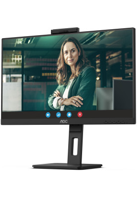 TFT 27" AOC Q27P3CW, QHD, IPS, 75Hz, 2xHDMI, DP, USB-C, RJ-45, USB-hub, webcam, HAS, Pivot, колонки