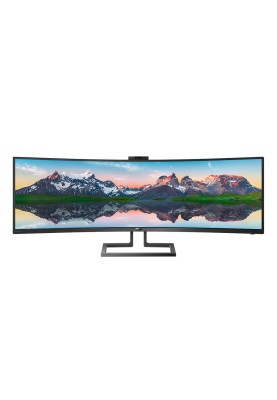 TFT 48.8" Philips 499P9H, VA, 5120 x 1440, USB-C, HDMI (2.0)x2, DPx2, RJ45, webcam, колонки, чорний