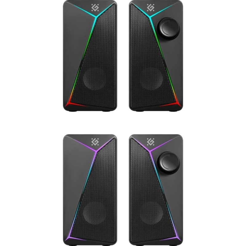 Акустична система 2.0 Defender J5, 6Вт, підсвітка, USB, чорна