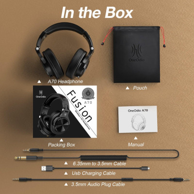 Гарнітура OneOdio Fusion A70, Bluetooth+3,5мм/6,35мм, Black