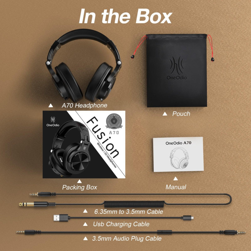 Гарнітура OneOdio Fusion A70, Bluetooth+3,5мм/6,35мм, Black
