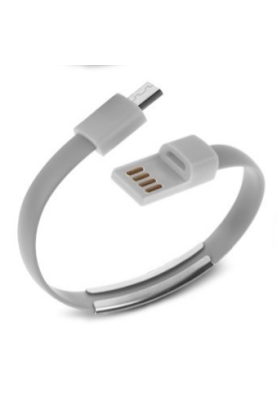 Кабель-браслет micro USB 2.0, сірий RTL