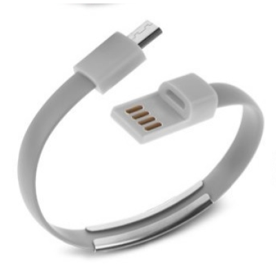 Кабель-браслет micro USB 2.0, сірий RTL