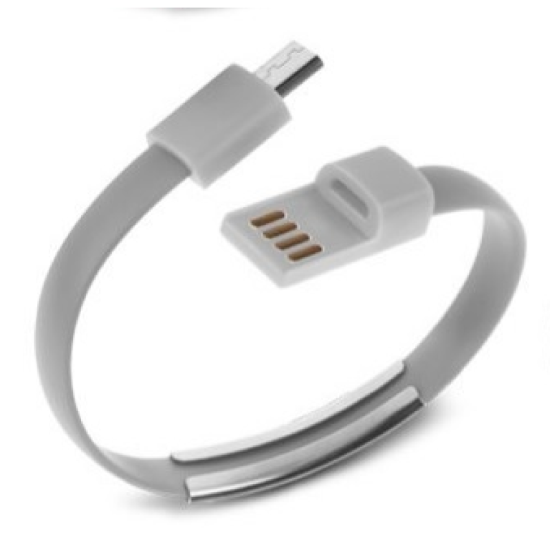 Кабель-браслет micro USB 2.0, сірий RTL