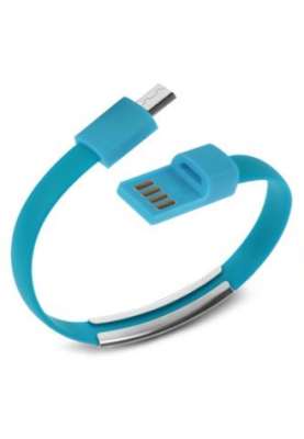 Кабель браслет micro USB 2.0, блакитний RTL