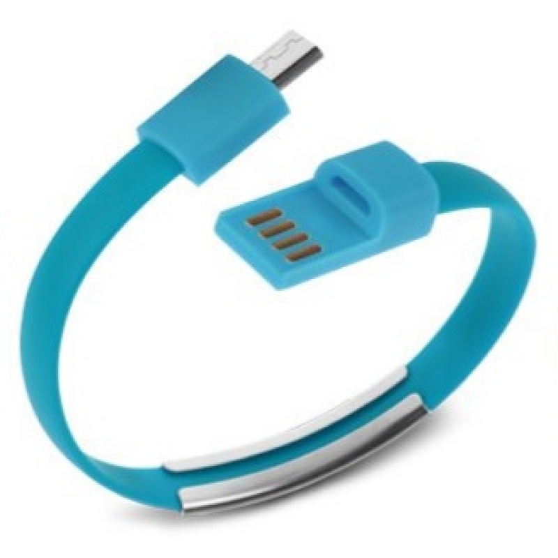 Кабель браслет micro USB 2.0, блакитний RTL
