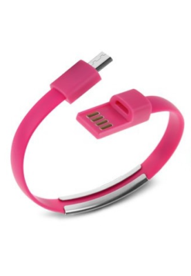 Кабель-браслет micro USB 2.0, рожевий RTL