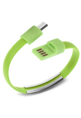 Кабель-браслет micro USB 2.0, зелений RTL