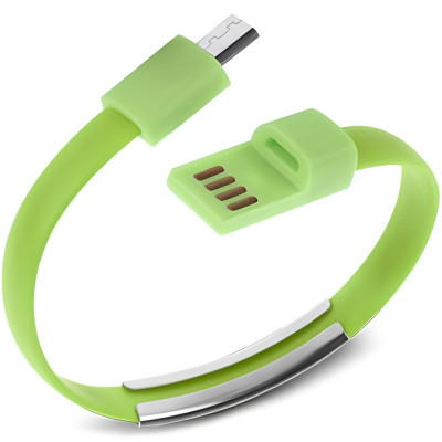 Кабель-браслет micro USB 2.0, зелений RTL