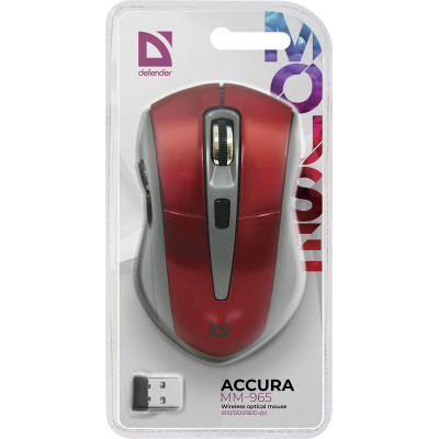 Мишка Defender Accura MM-965, бездротова, 6 кн. до 1600 dpi, червона Мишка Defender Accura MM-965, бездротова, 6 кн. до 1600 dpi, червона