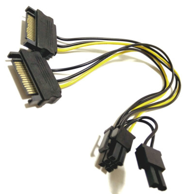 Кабель живлення для відеокарти  6+2-pin Male-2 x SATA Male
