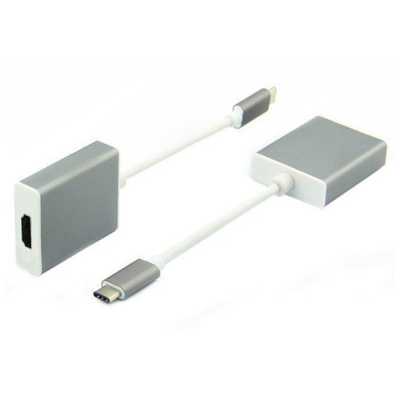 Перехідник USB 3.1 Type-C --> HDMI (F), сріблястий