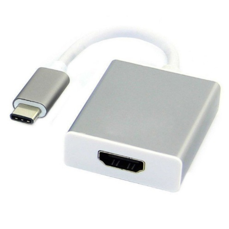 Перехідник USB 3.1 Type-C --> HDMI (F), сріблястий