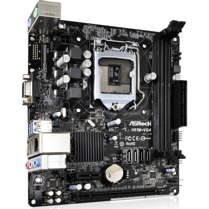 ASRock H81M-VG4 R3.0/REF (1150/H81, 2xDDR3, 1xPCIex16, VGA,2xSATAIII, 2xSATAII,GLan, 7.1ch, mATX)