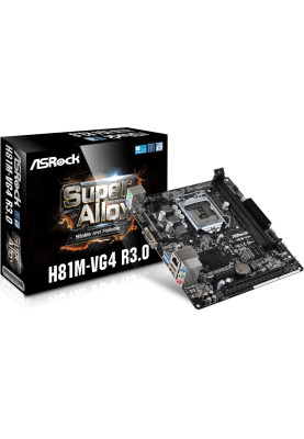 ASRock H81M-VG4 R3.0/REF (1150/H81, 2xDDR3, 1xPCIex16, VGA,2xSATAIII, 2xSATAII,GLan, 7.1ch, mATX)