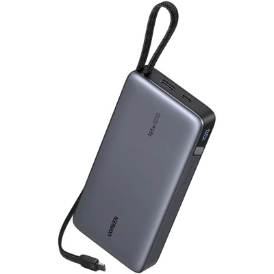 УМБ Ugreen 25000mAh 165W PD3.1/QC, USB-A,USB-С IN/OUT, with built in 2xUSB-C cables (PB552) Gray