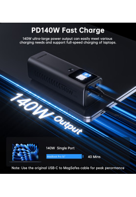 УМБ Choetech 27000mAh 140W IN/OUT, 2xUSB-C PD5.0 USB-A QC3.0 22W, Li-pol, TFT Display, black