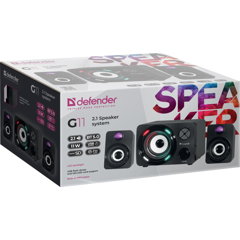 Акустична система 2.1 Defender G11 11Вт Bluetooth/RGB/FM/TF/USB/AUX