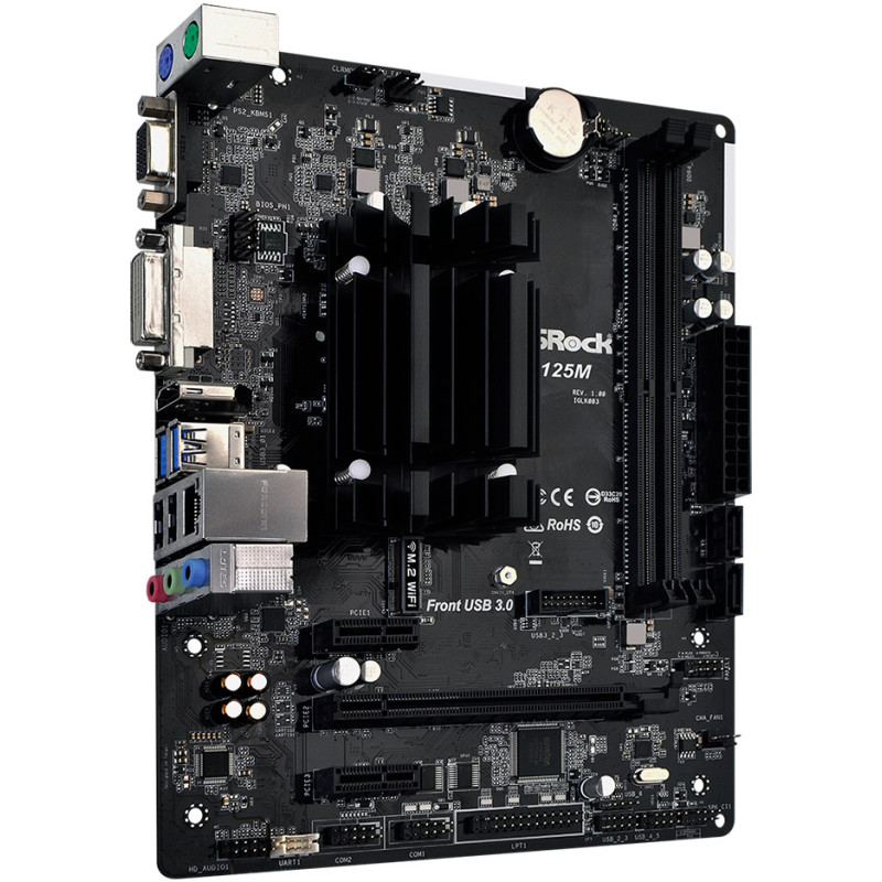 ASRock J4125M/Ref (Quad-Core Celeron 2.7GHz, 2xDDR4, VGA/HDMI/DVI, 1*PCIex16, 2xSATAIII, mATX)