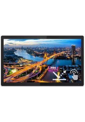 Монітор TFT 21,5" Philips 222B1TFL, IPS, 75Гц, сенсорний, D-Sub, HDMI, DP, USB-hub, HAS, чорний