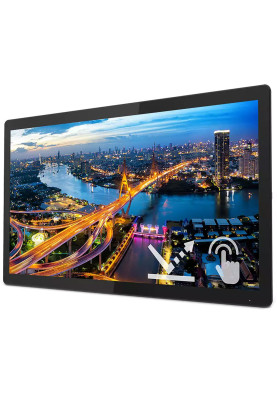 Монітор TFT 21,5" Philips 222B1TFL, IPS, 75Гц, сенсорний, D-Sub, HDMI, DP, USB-hub, HAS, чорний