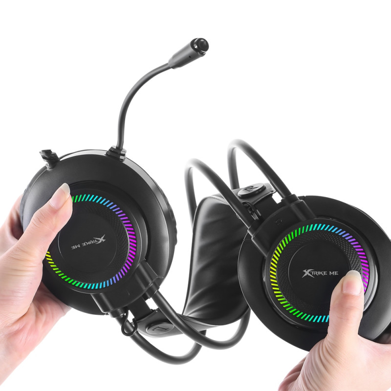 Ігрова гарнітура XTRIKE ME GH-509, USB+3.5мм, 7 режимів RGB, кабель 2м, чорна