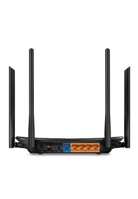Маршрутизатор TP-LINK Archer A6, AC1200 Dual-Band Wi-Fi Router, 867Mbps at 5GHz + 400Mbps at 2.4GHz,  5 Gigabit Ports, 4  antennas, Beamforming, MU-MIMO,   IPTV, Access Point Mode, VPN Server, IPv6 Ready, Tether App
