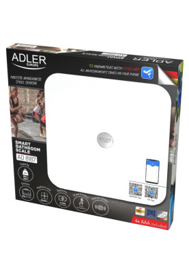 Ваги напольні Adler AD 8187 white електронні/ Smart/ 180кг/ 4хААА/ автовимкнення/ білі