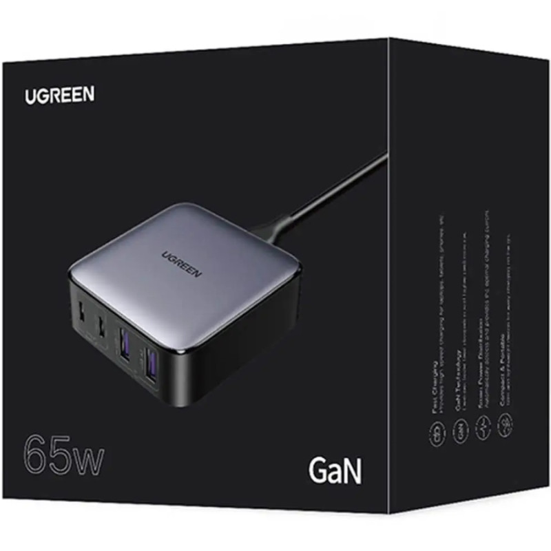 Зарядний пристрій 4xUSB 65W (2хUSB-C+2xUSB-A) Gan CD327 Ugreen Desktop Fast Charger