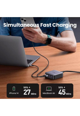 Зарядний пристрій 4xUSB 65W (2хUSB-C+2xUSB-A) Gan CD327 Ugreen Desktop Fast Charger