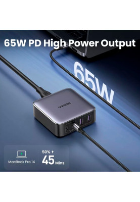 Зарядний пристрій 4xUSB 65W (2хUSB-C+2xUSB-A) Gan CD327 Ugreen Desktop Fast Charger
