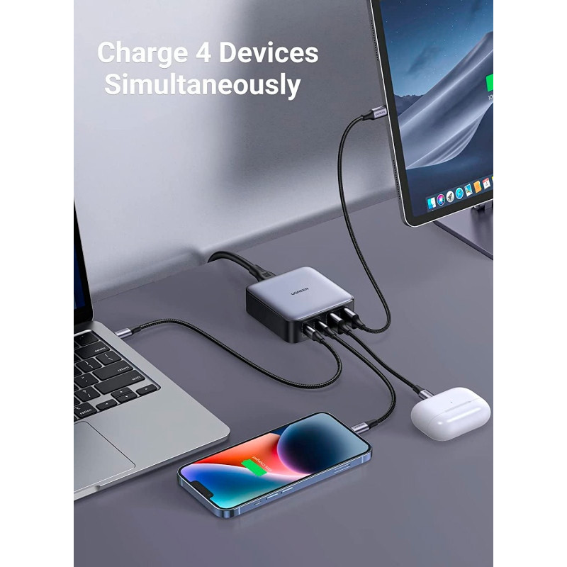 Зарядний пристрій 4xUSB 65W (2хUSB-C+2xUSB-A) Gan CD327 Ugreen Desktop Fast Charger