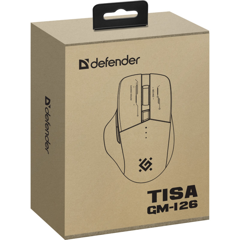 Мишка Defender Tisa GM-126, бездротова, ігрова, 1600 dpi., 7кн., 400 mAh, синьо-біла